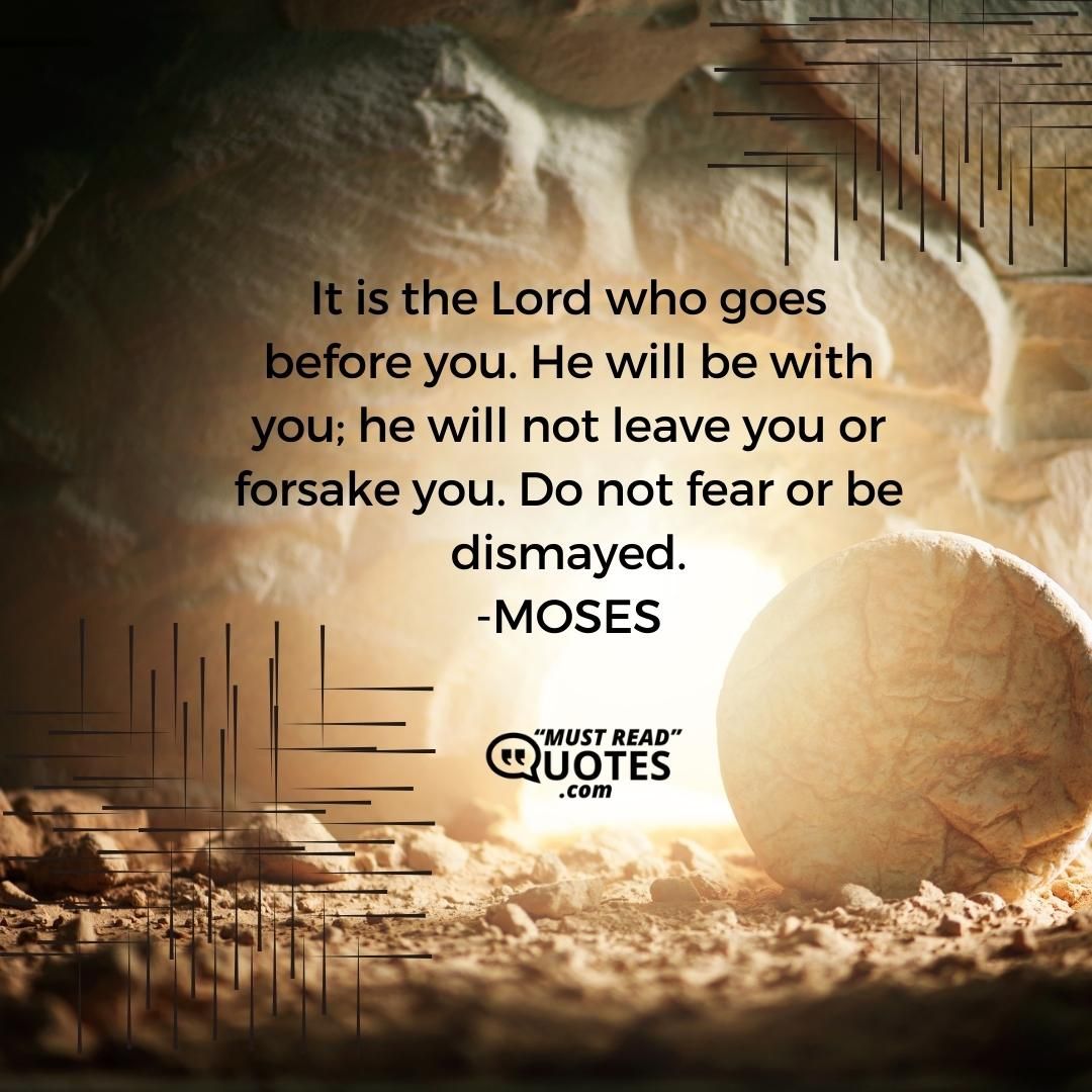 It is the Lord who goes before you. He will be with you; he will not leave you or forsake you. Do not fear or be dismayed.