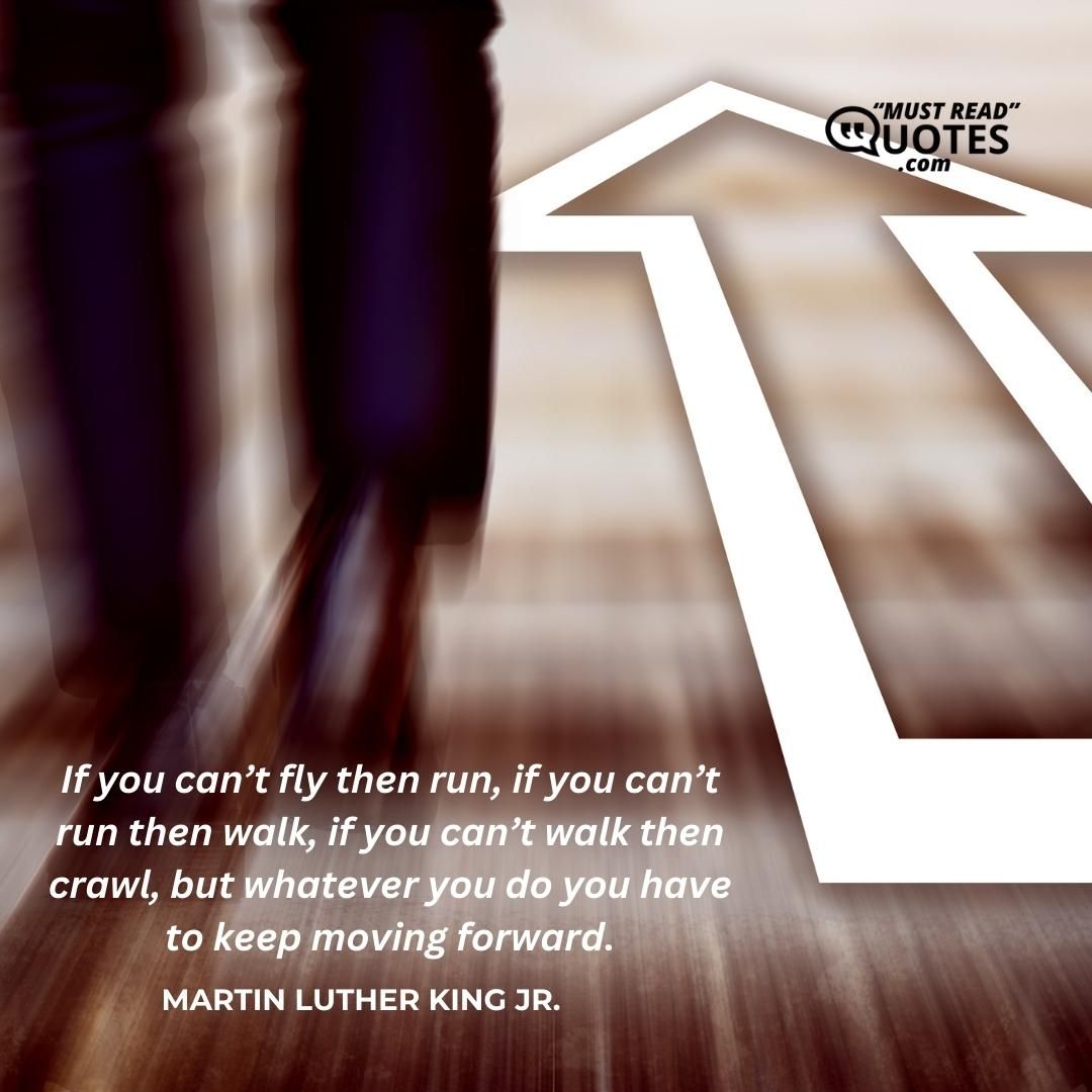 If you can’t fly then run, if you can’t run then walk, if you can’t walk then crawl, but whatever you do you have to keep moving forward.