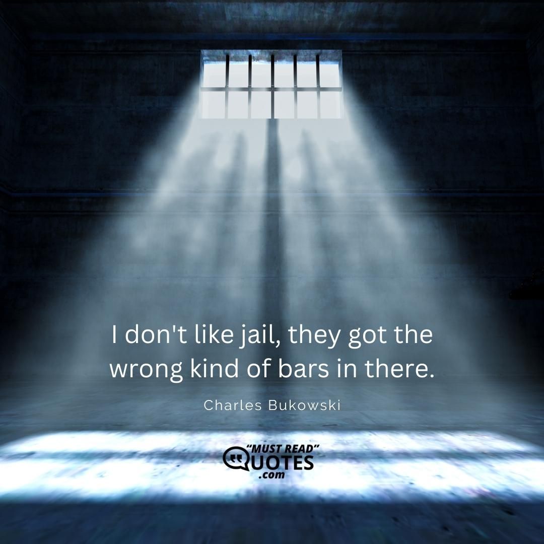 I don't like jail, they got the wrong kind of bars in there.