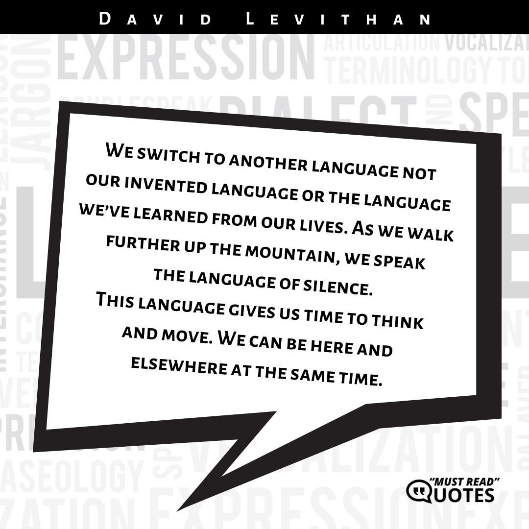 We switch to another language not our invented language or the language we’ve learned from our lives. As we walk further up the mountain, we speak the language of silence. This language gives us time to think and move. We can be here and elsewhere at the same time.
