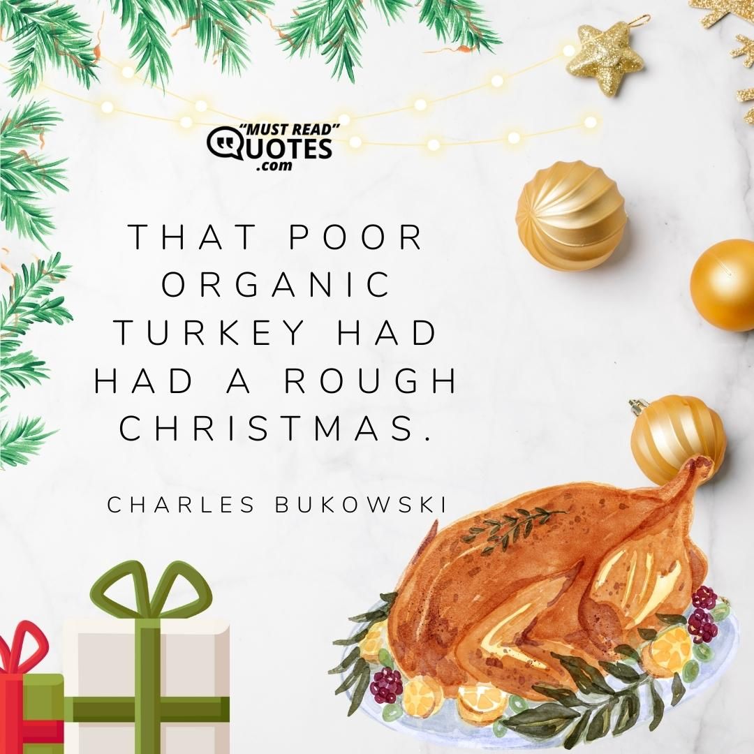 That poor organic turkey had had a rough Christmas.