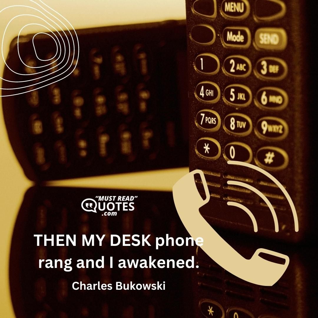 THEN MY DESK phone rang and I awakened.