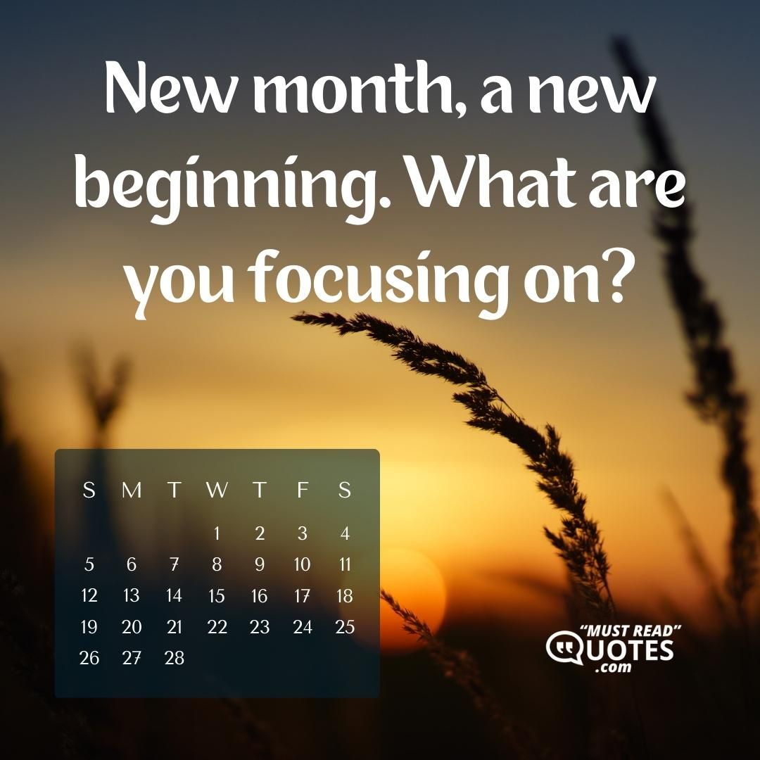 New month, a new beginning. What are you focusing on?