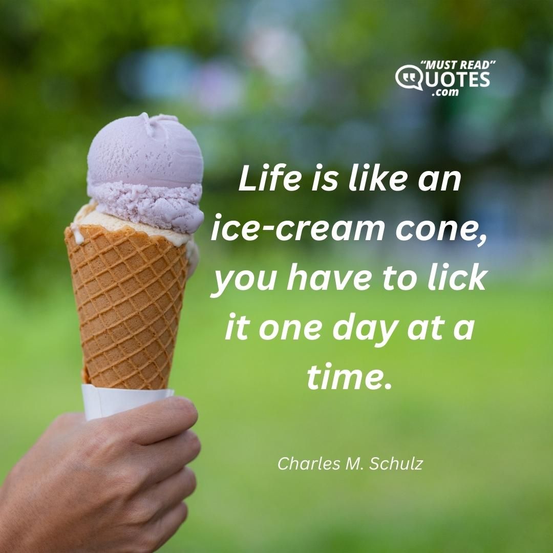 Life is like an ice-cream cone, you have to lick it one day at a time.