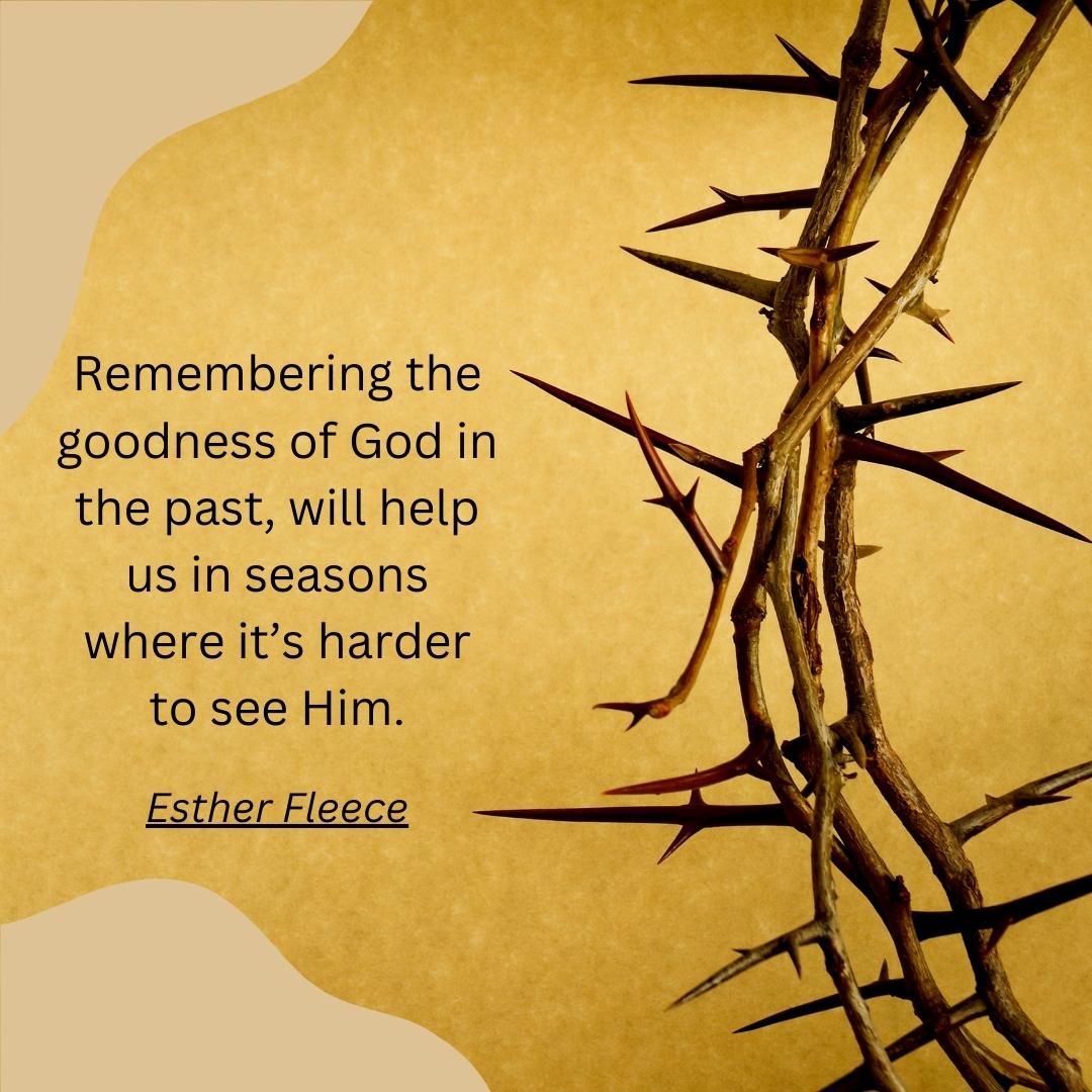Remembering the goodness of God in the past, will help us in seasons where it’s harder to see Him.