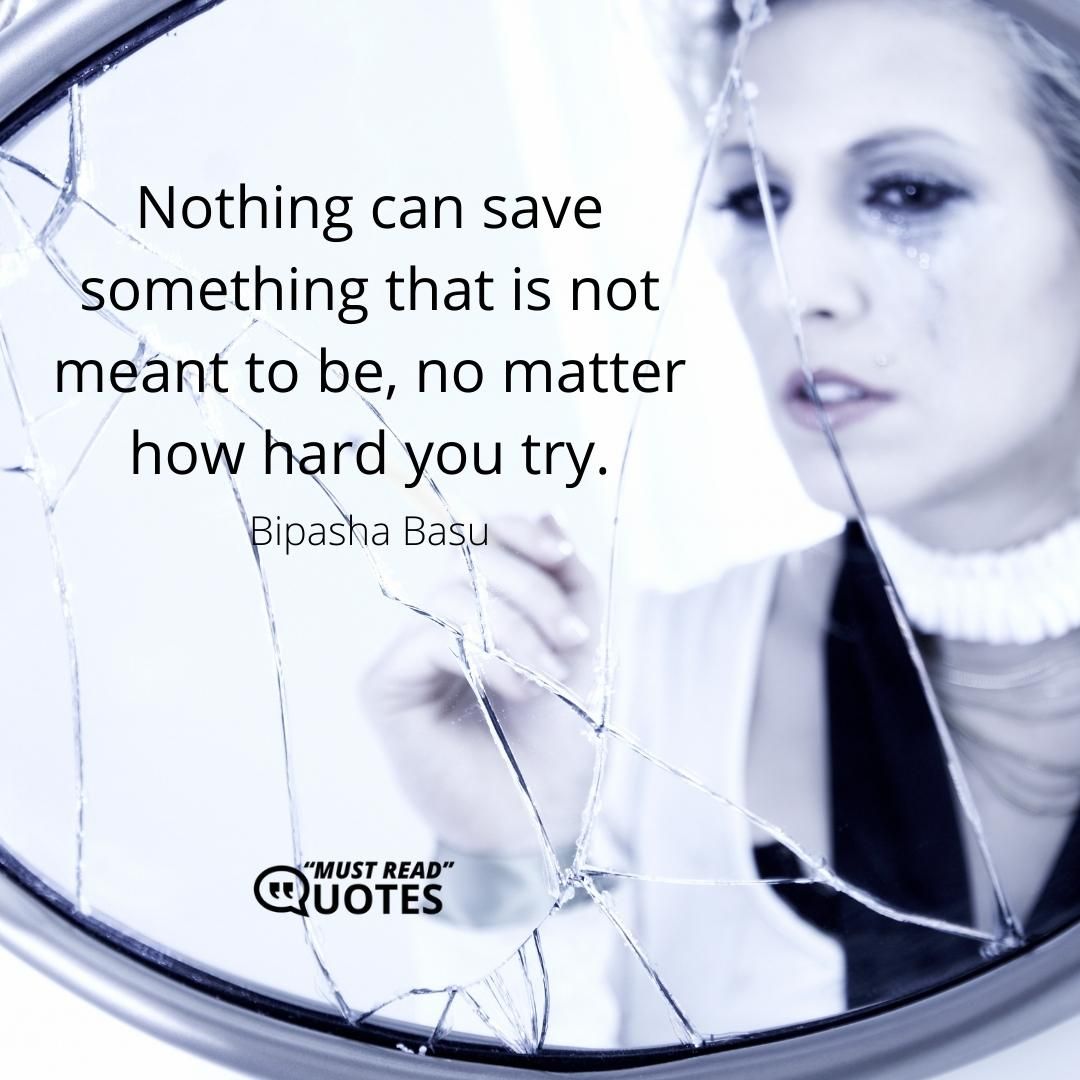 Nothing can save something that is not meant to be, no matter how hard you try.
