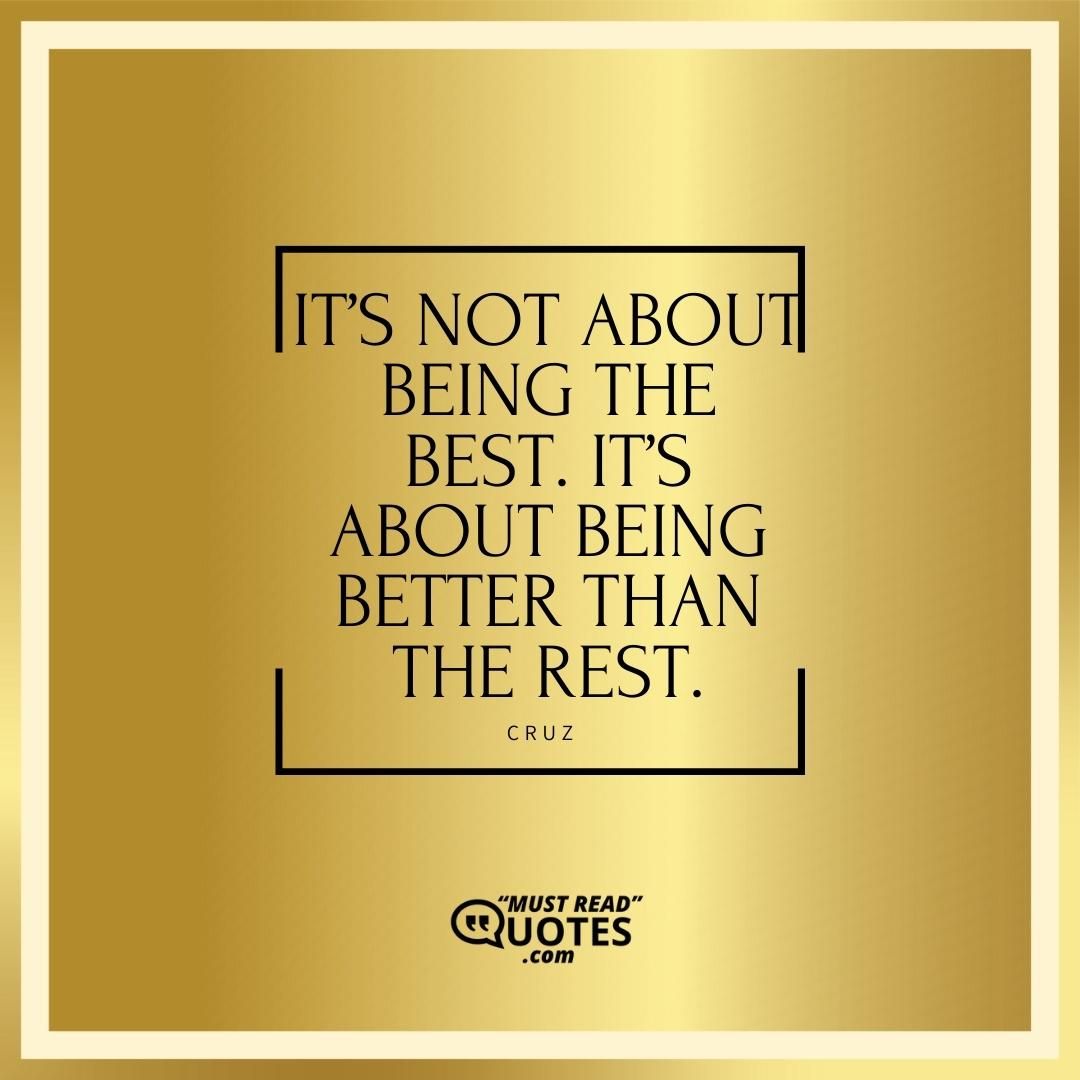 It’s not about being the best. It’s about being better than the rest.