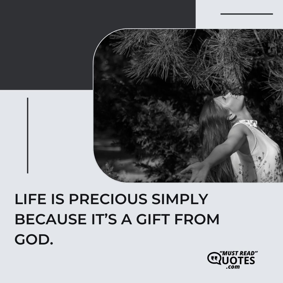 Life is precious simply because it’s a gift from God.
