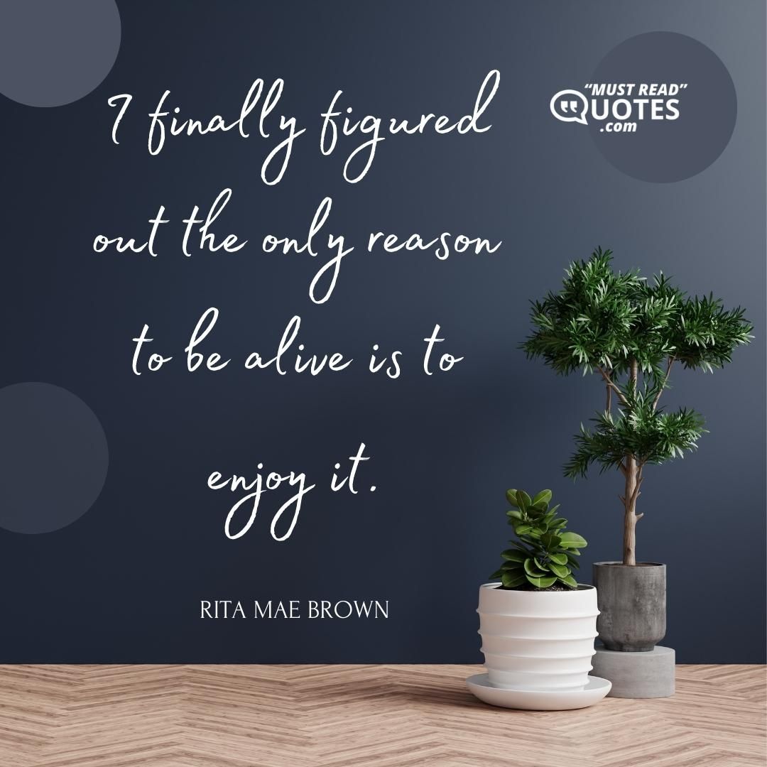 I finally figured out the only reason to be alive is to enjoy it.