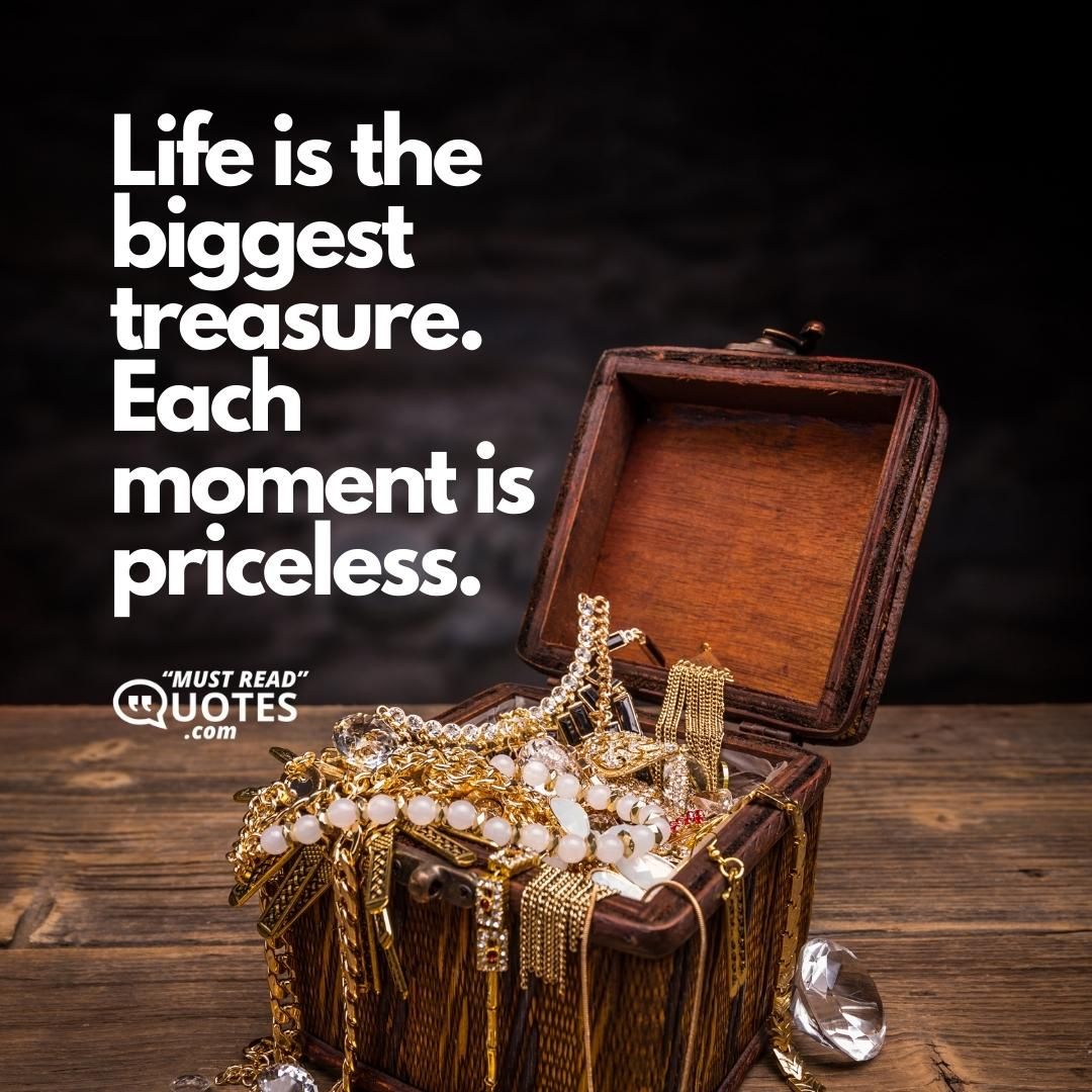 Life is the biggest treasure. Each moment is priceless.
