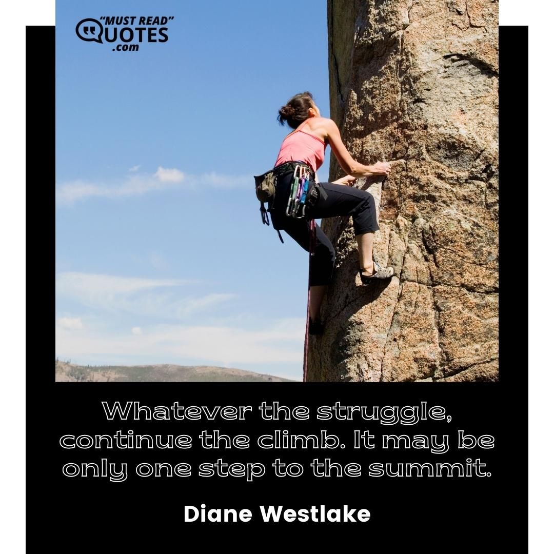 Whatever the struggle, continue the climb. It may be only one step to the summit.