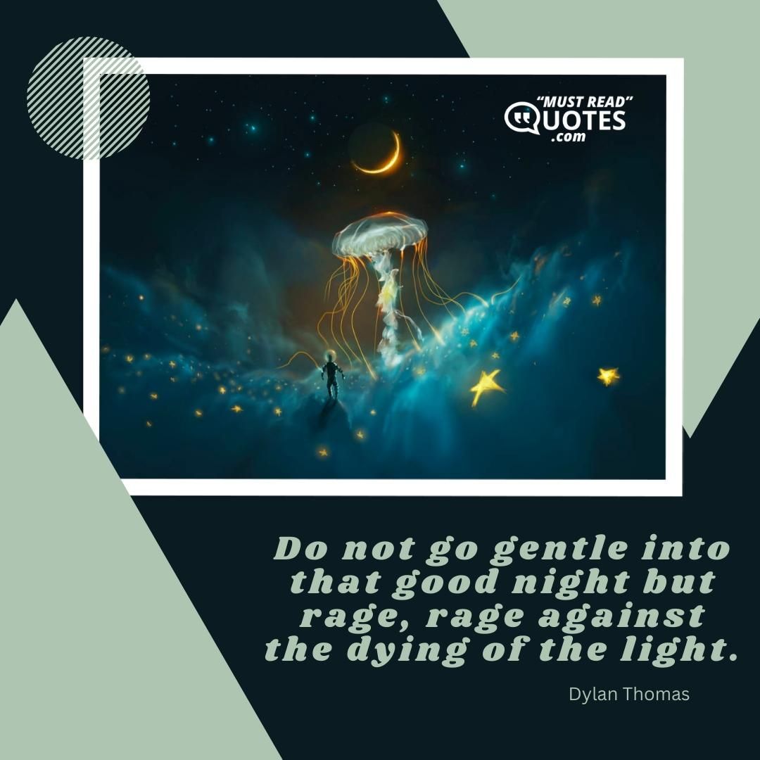 Do not go gentle into that good night but rage, rage against the dying of the light.