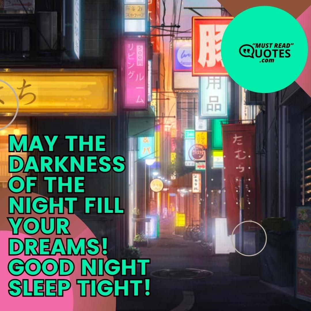 May the darkness of the night fill your dreams! Good night sleep tight!