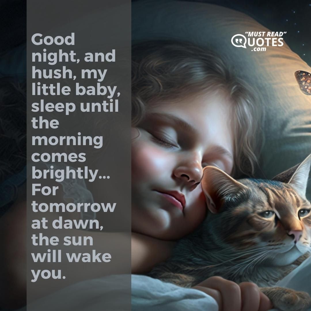 Good night, and hush, my little baby, sleep until the morning comes brightly... For tomorrow at dawn, the sun will wake you.