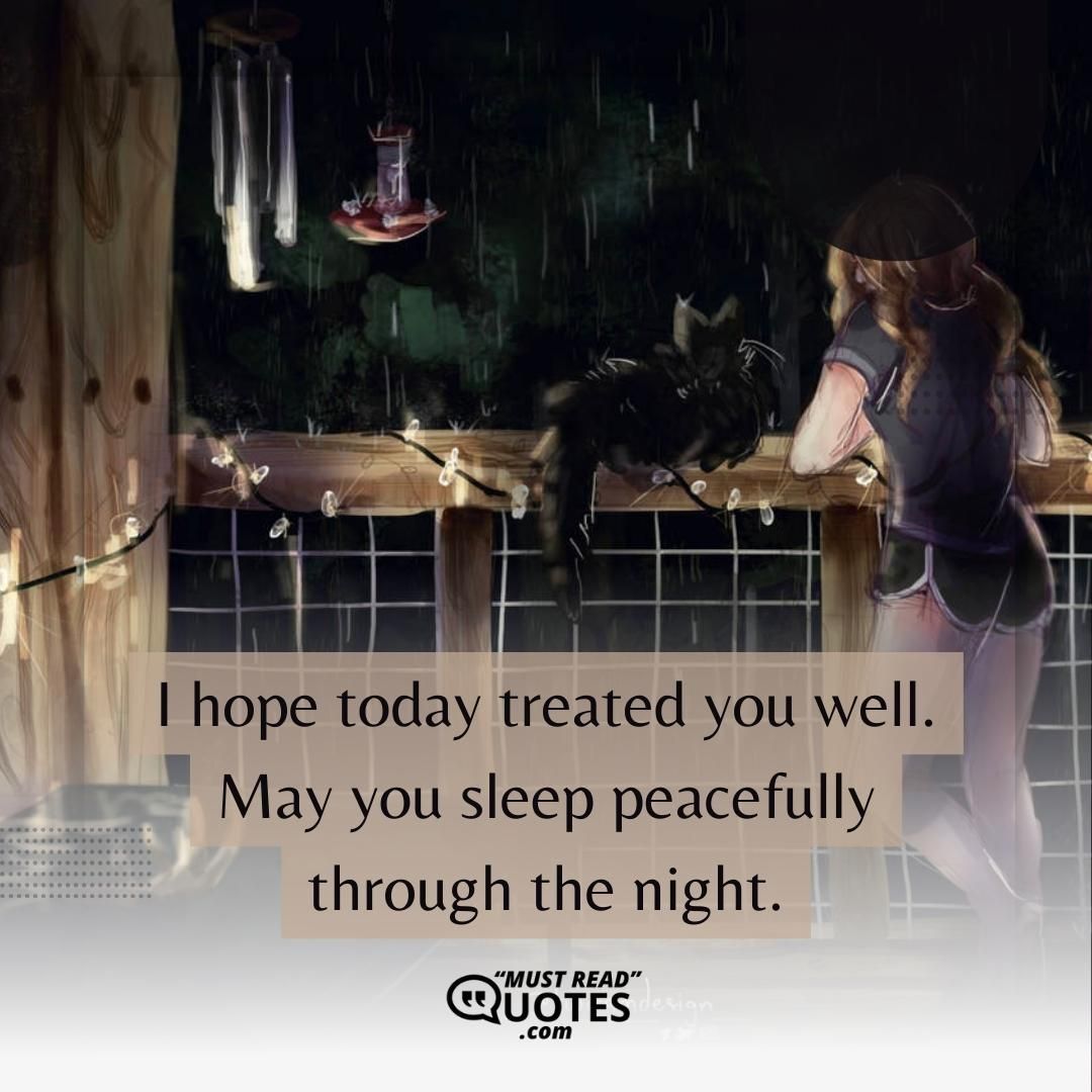 I hope today treated you well. May you sleep peacefully through the night.