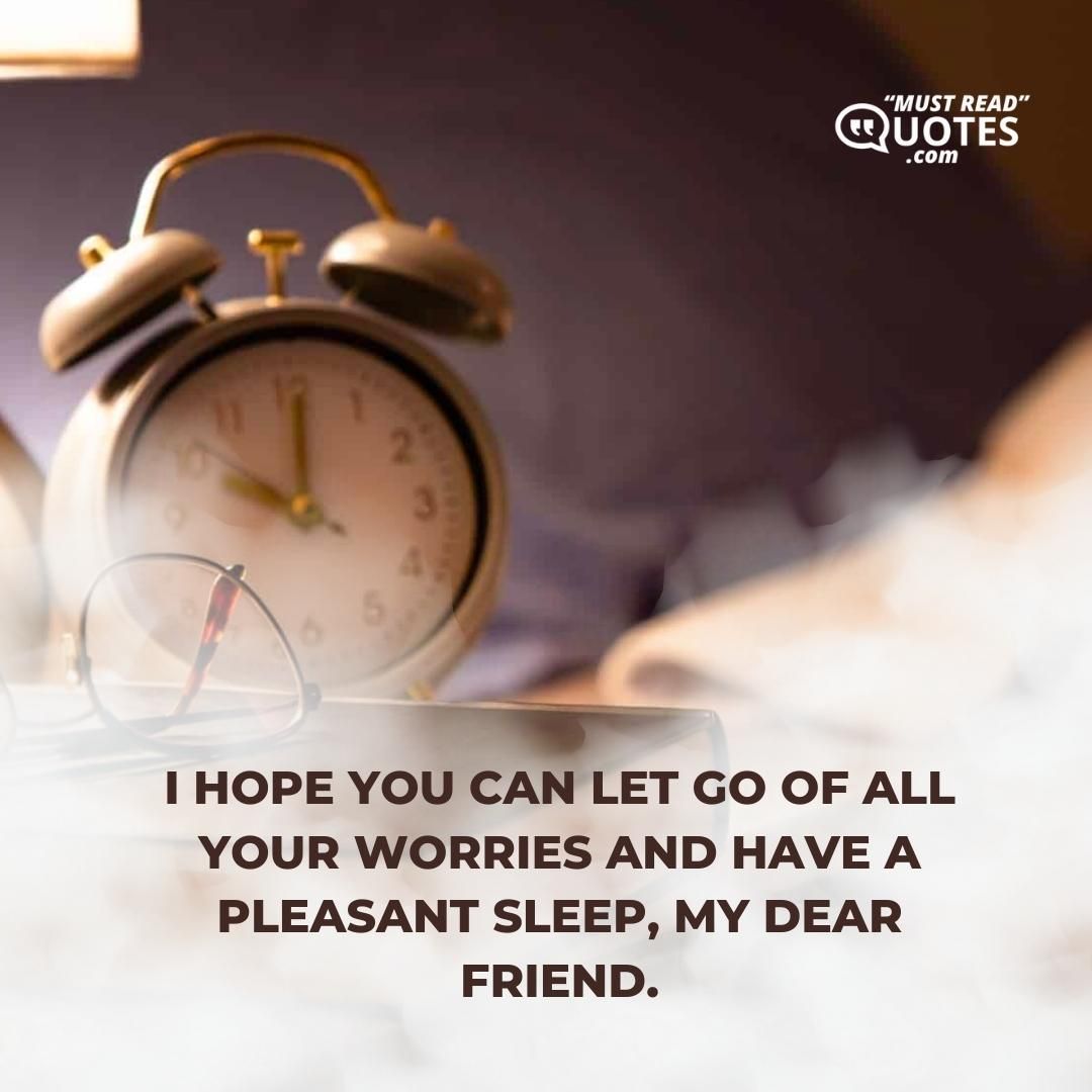 I hope you can let go of all your worries and have a pleasant sleep, my dear friend.