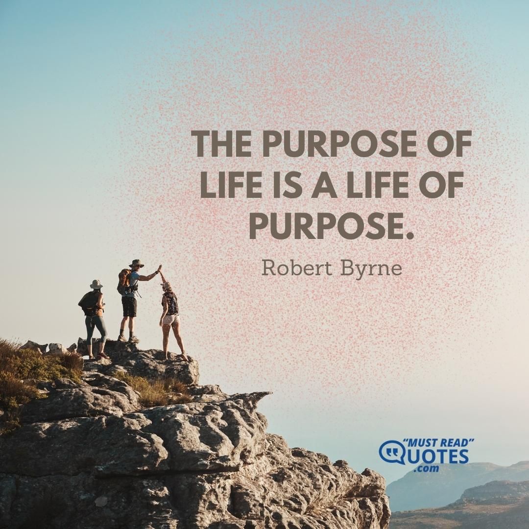 The purpose of life is a life of purpose.