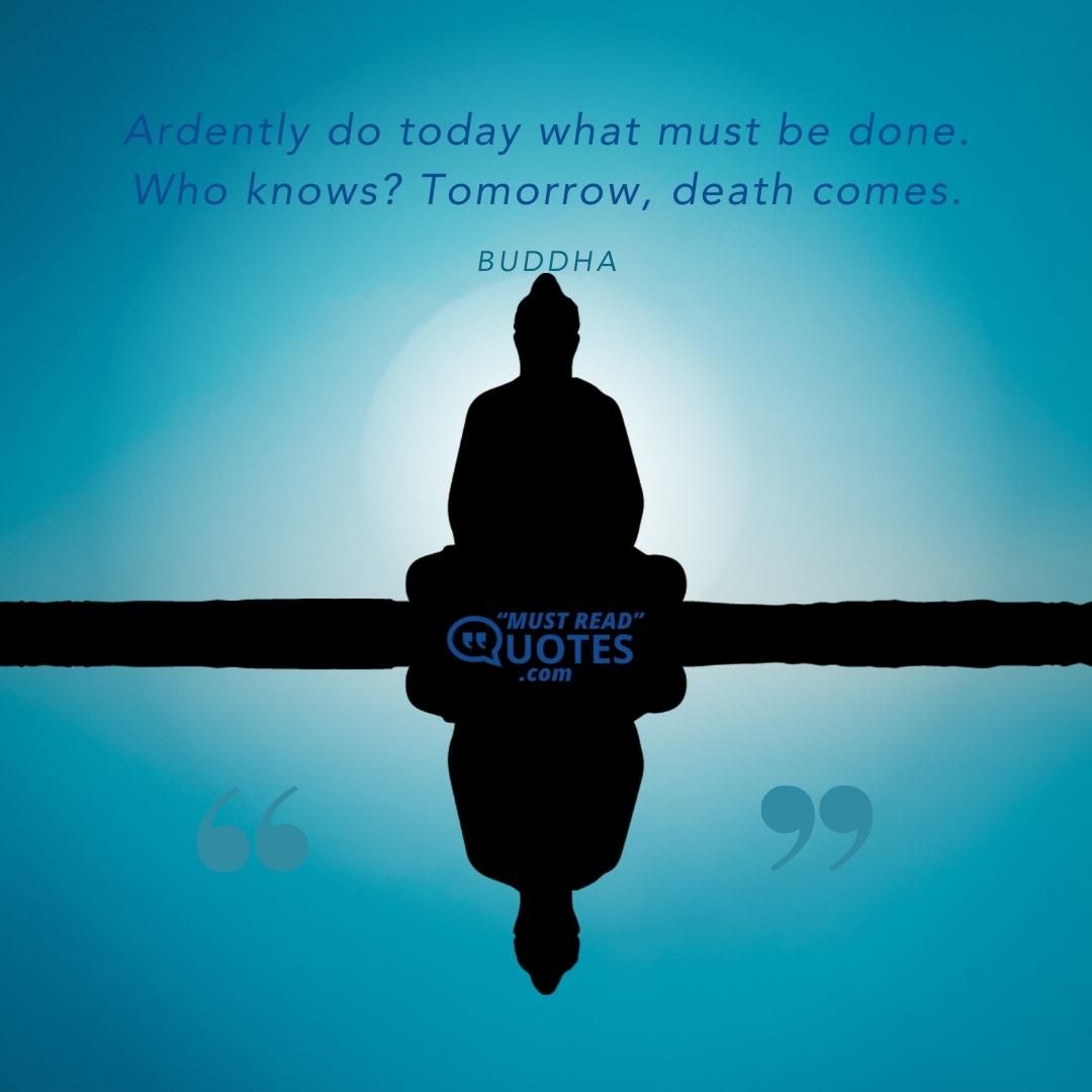 Ardently do today what must be done. Who knows? Tomorrow, death comes.