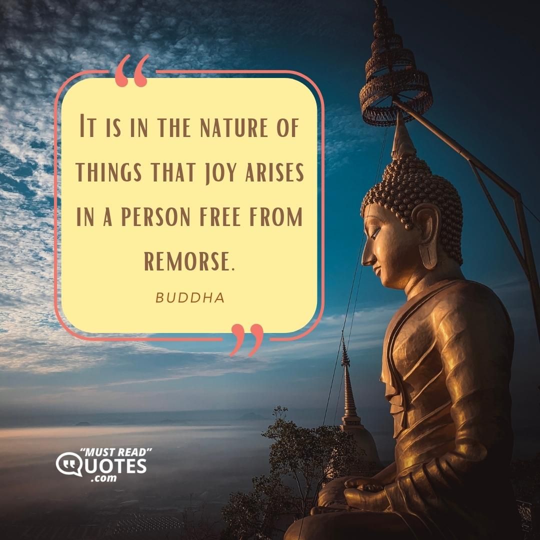 It is in the nature of things that joy arises in a person free from remorse.