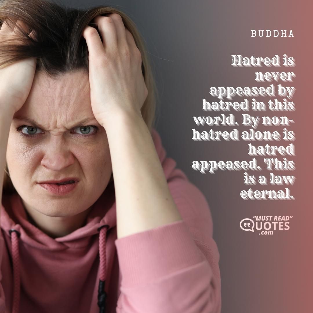 Hatred is never appeased by hatred in this world. By non-hatred alone is hatred appeased. This is a law eternal.