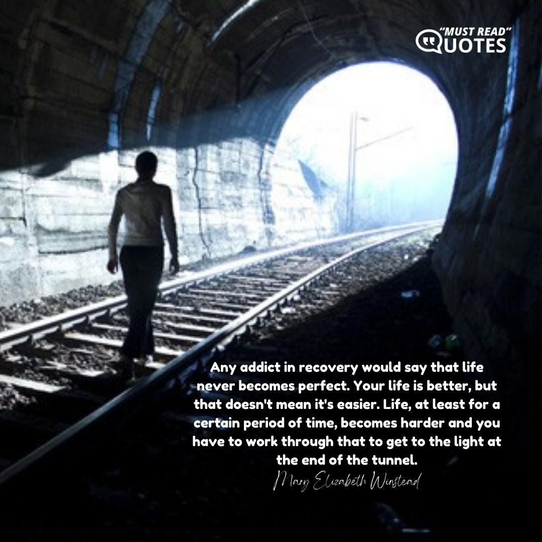 Any addict in recovery would say that life never becomes perfect. Your life is better, but that doesn't mean it's easier. Life, at least for a certain period of time, becomes harder and you have to work through that to get to the light at the end of the tunnel.