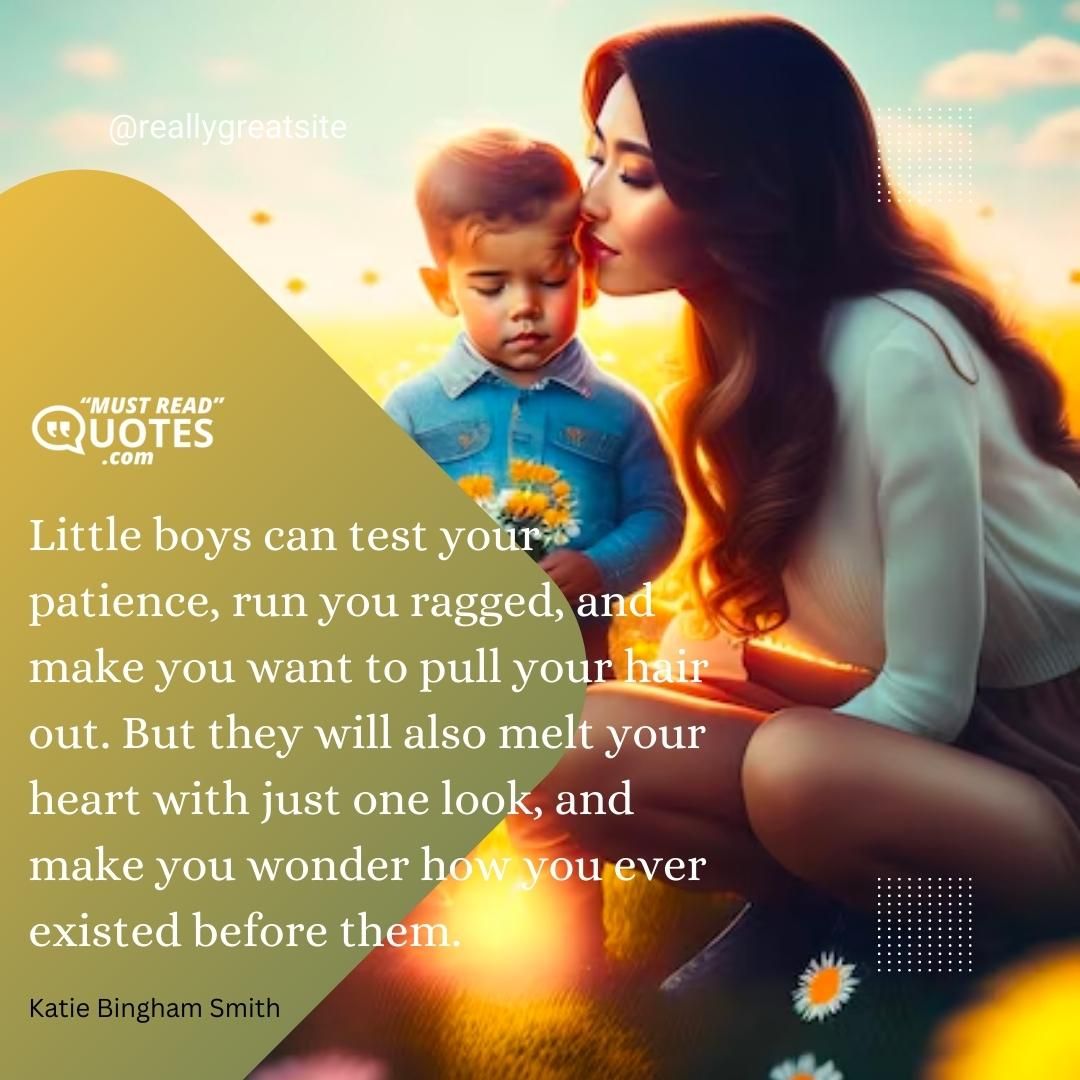 Little boys can test your patience, run you ragged, and make you want to pull your hair out. But they will also melt your heart with just one look, and make you wonder how you ever existed before them.