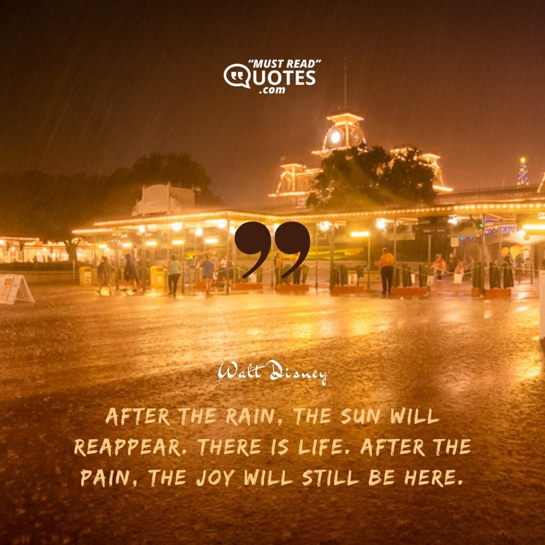 After the rain, the sun will reappear. There is life. After the pain, the joy will still be here.