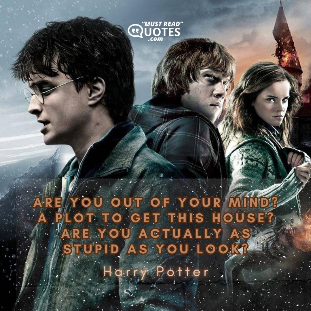Are you out of your mind? A plot to get this house? Are you actually as stupid as you look?