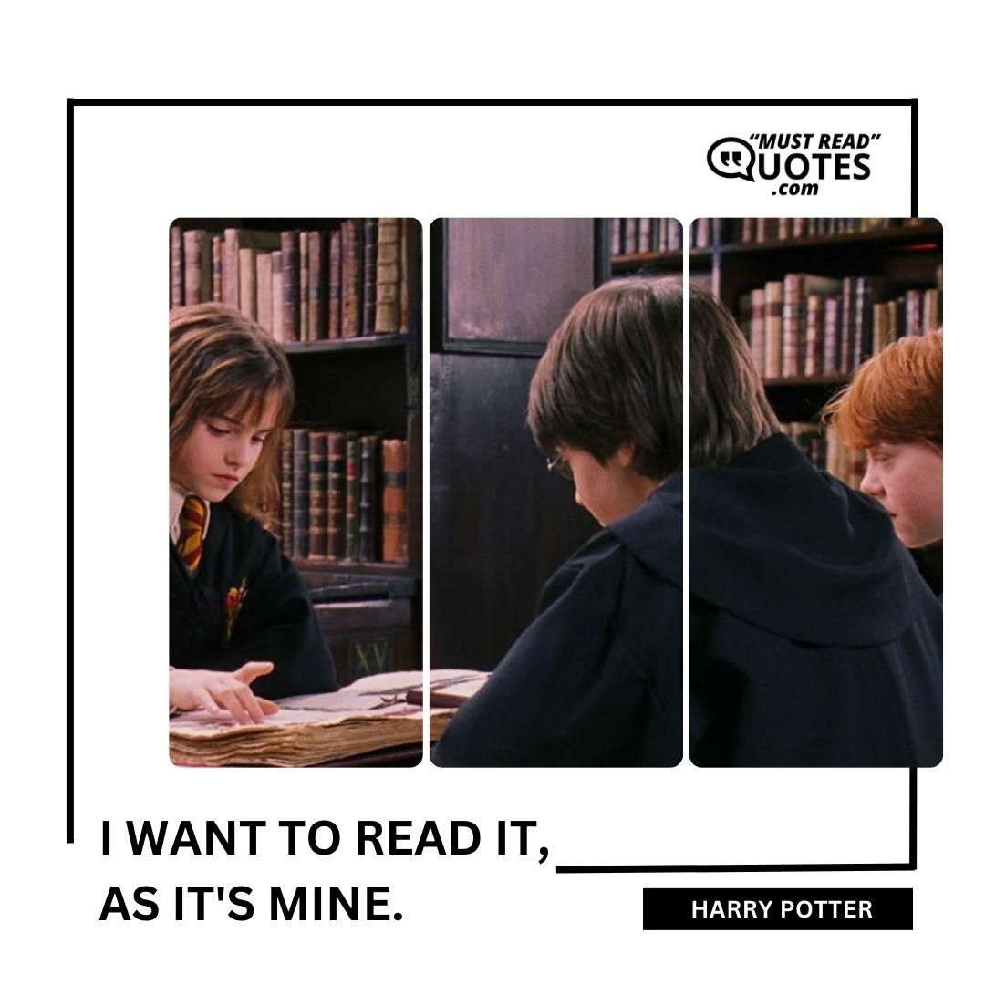 I want to read it, as it's mine.