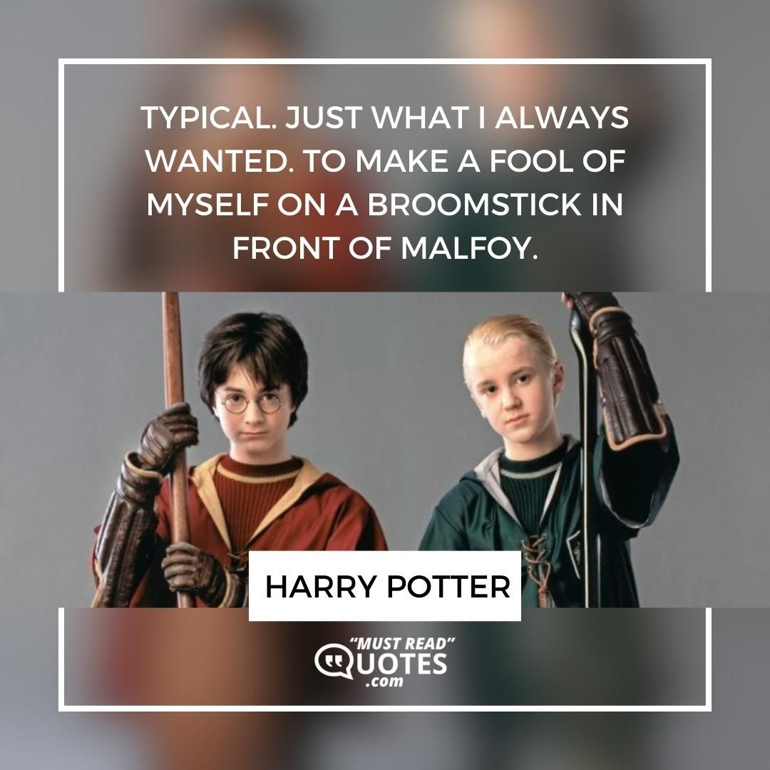 Typical. Just what I always wanted. To make a fool of myself on a broomstick in front of Malfoy.