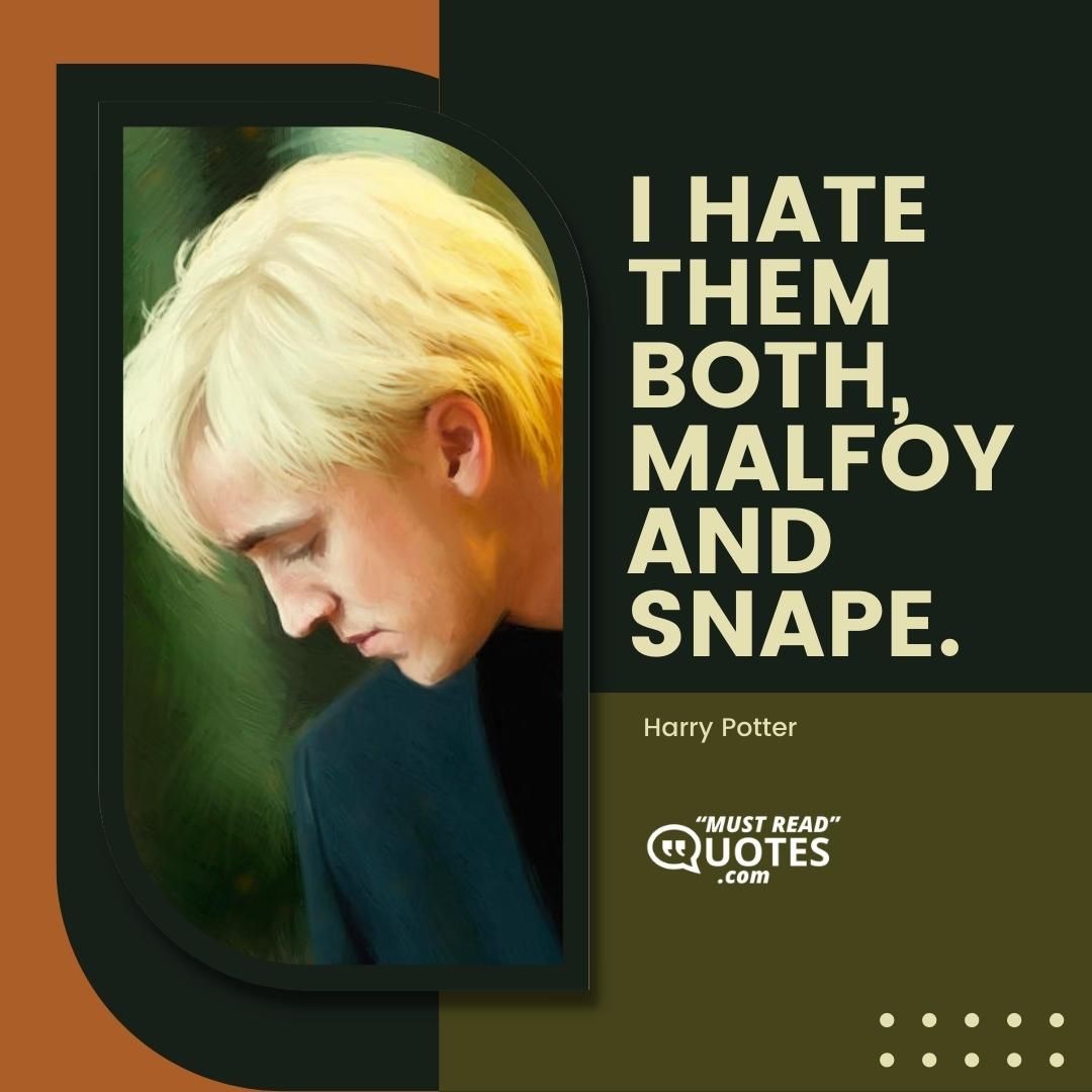 I hate them both, Malfoy and Snape.