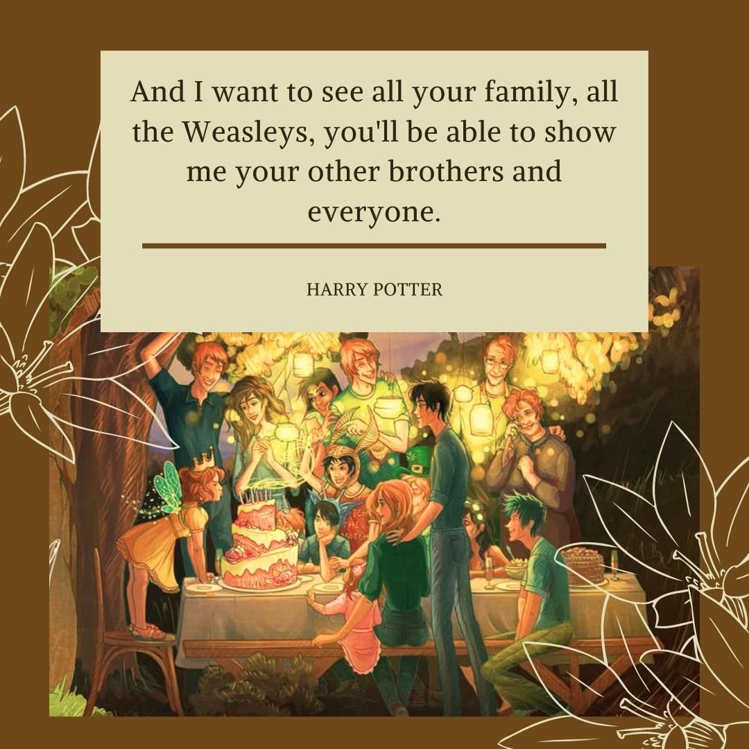 And I want to see all your family, all the Weasleys, you'll be able to show me your other brothers and everyone.