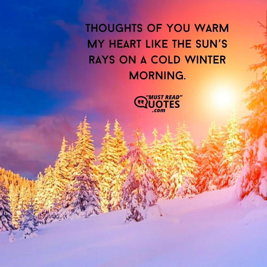 Thoughts of you warm my heart like the sun’s rays on a cold winter morning.