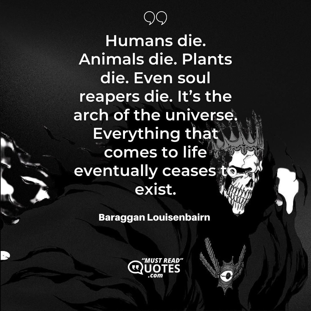 Humans die. Animals die. Plants die. Even soul reapers die. It’s the arch of the universe. Everything that comes to life eventually ceases to exist.