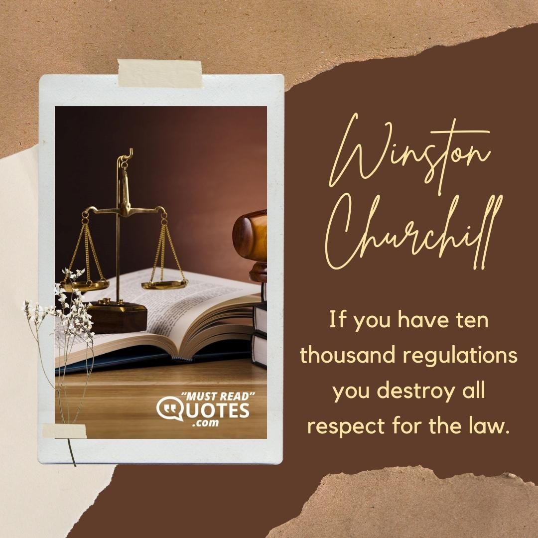 If you have ten thousand regulations you destroy all respect for the law.