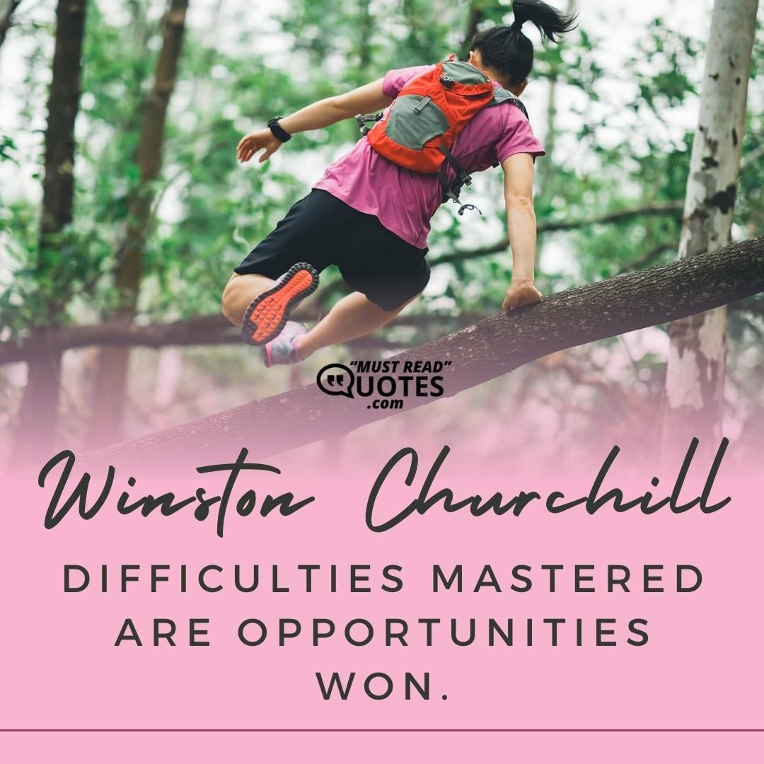 Difficulties mastered are opportunities won.