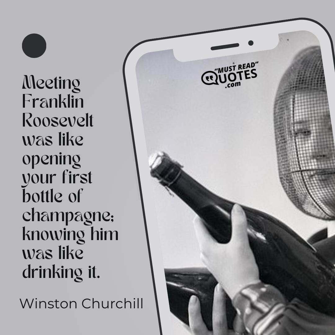 Meeting Franklin Roosevelt was like opening your first bottle of champagne; knowing him was like drinking it.