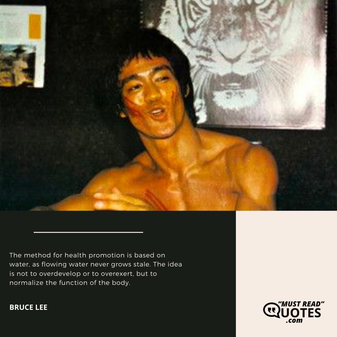 The method for health promotion is based on water, as flowing water never grows stale. The idea is not to overdevelop or to overexert, but to normalize the function of the body.
