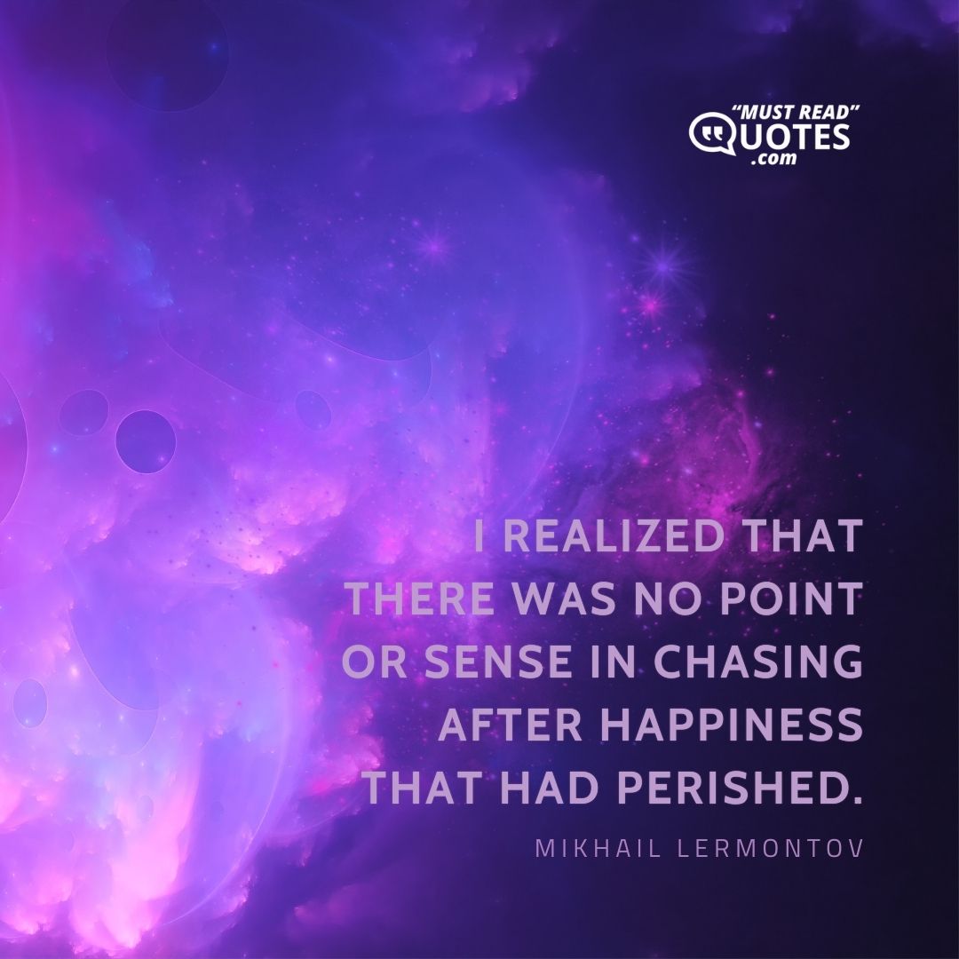 I realized that there was no point or sense in chasing after happiness that had perished.