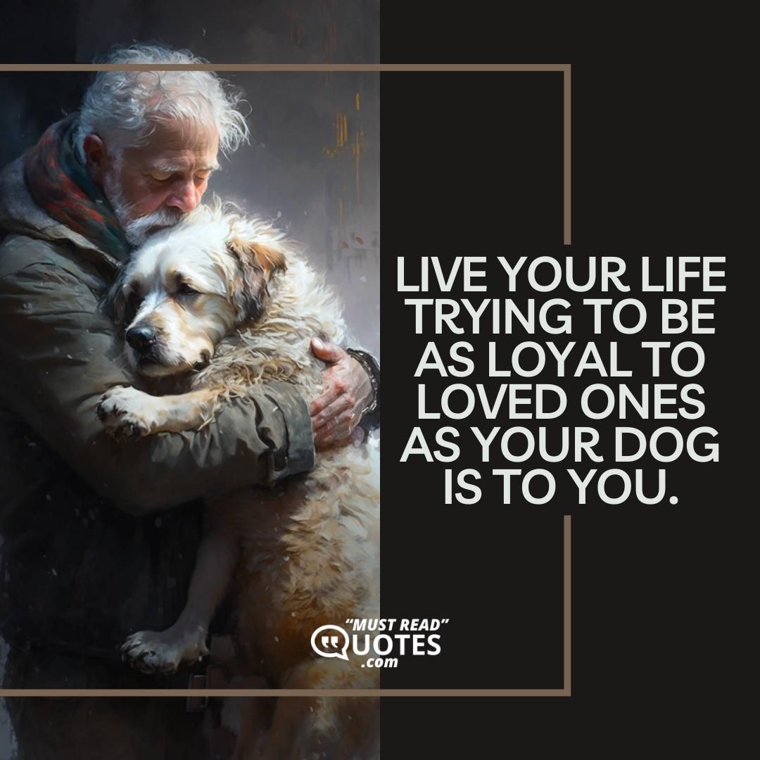Live your life trying to be as loyal to loved ones as your dog is to you.