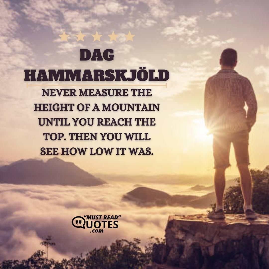 Never measure the height of a mountain until you reach the top. Then you will see how low it was.