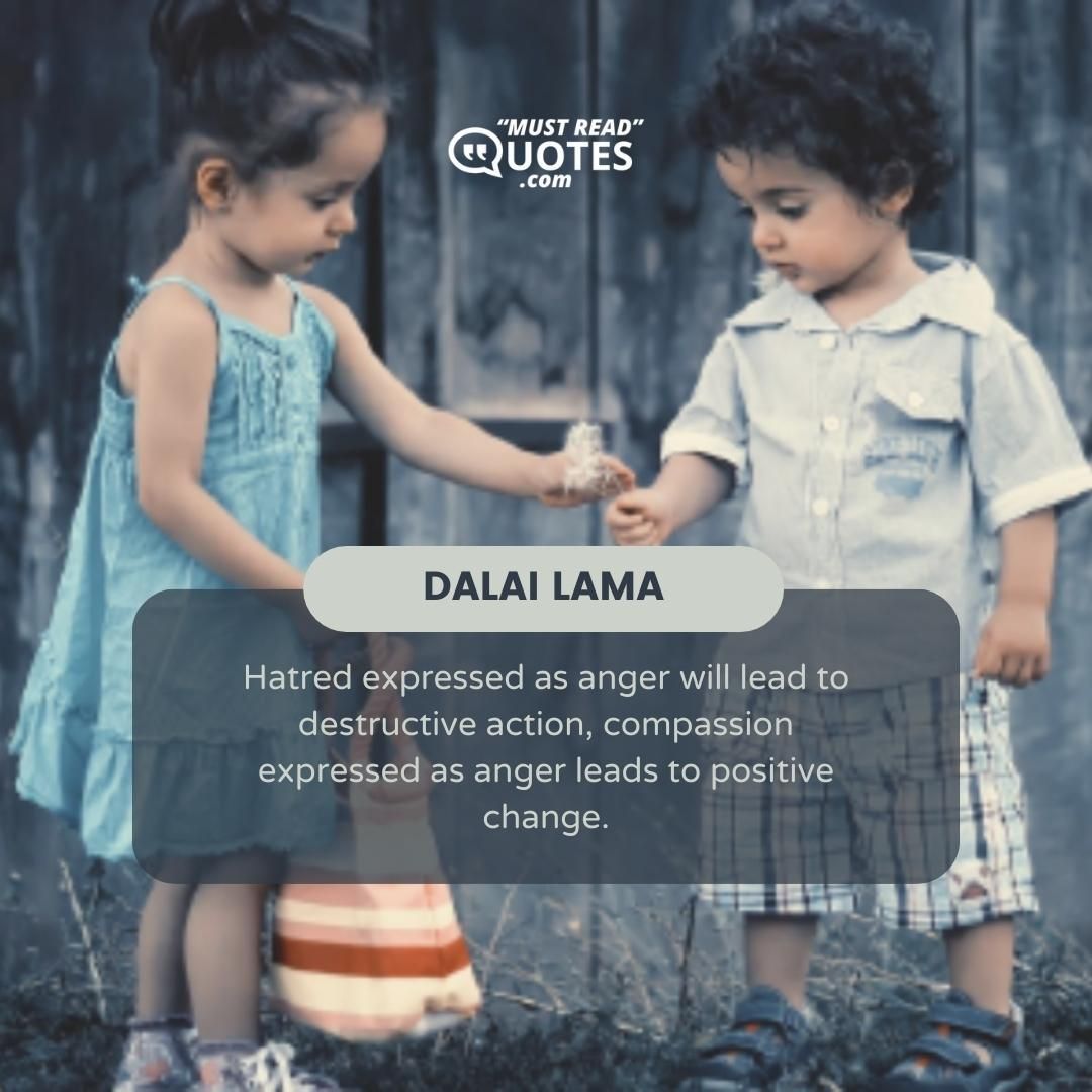 Hatred expressed as anger will lead to destructive action, compassion expressed as anger leads to positive change.