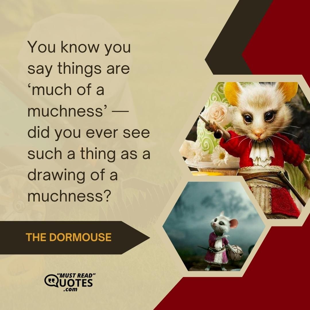 You know you say things are ‘much of a muchness’ — did you ever see such a thing as a drawing of a muchness?