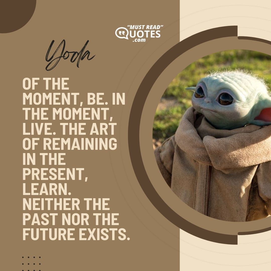 Of the moment, be. In the moment, live. The art of remaining in the present, learn. Neither the past nor the future exists.