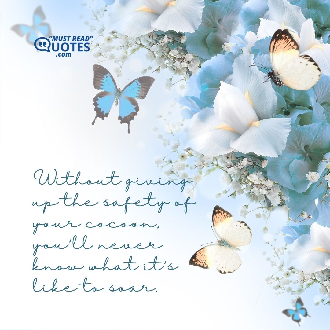 Without giving up the safety of your cocoon, you'll never know what it's like to soar.