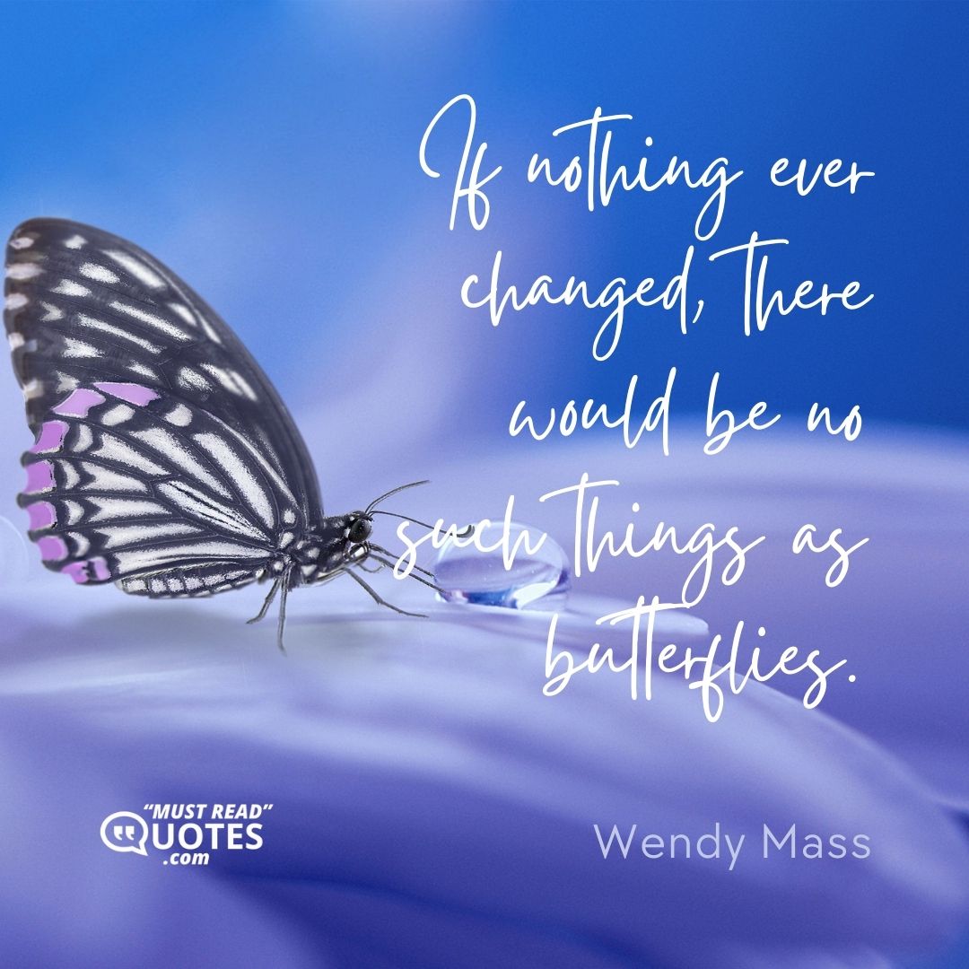 If nothing ever changed, there would be no such things as butterflies.