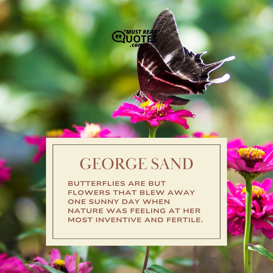 Butterflies are but flowers that blew away one sunny day when Nature was feeling at her most inventive and fertile.