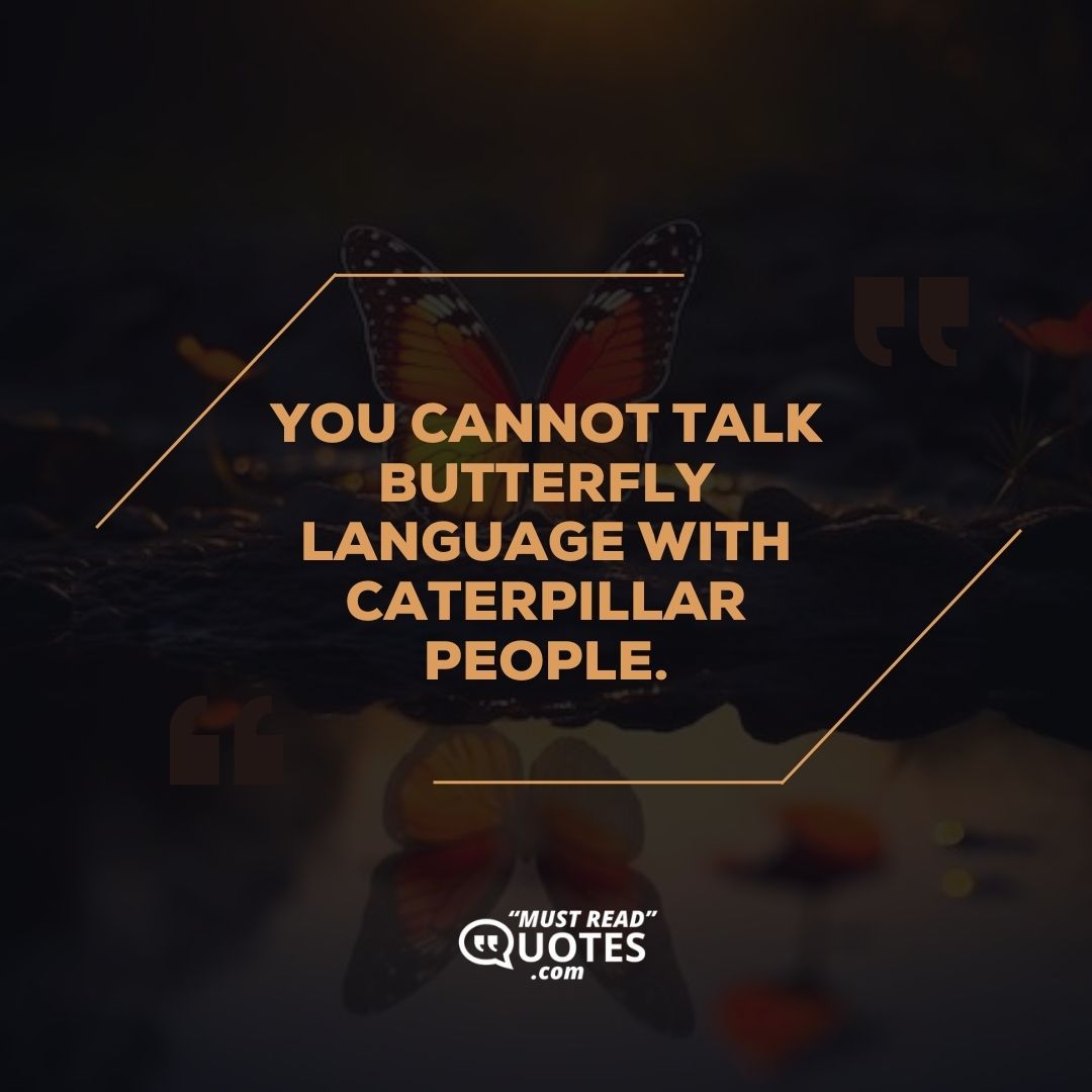 You cannot talk butterfly language with caterpillar people.