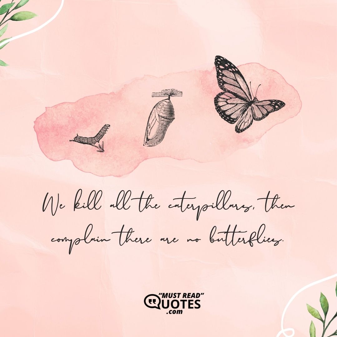 We kill all the caterpillars, then complain there are no butterflies.