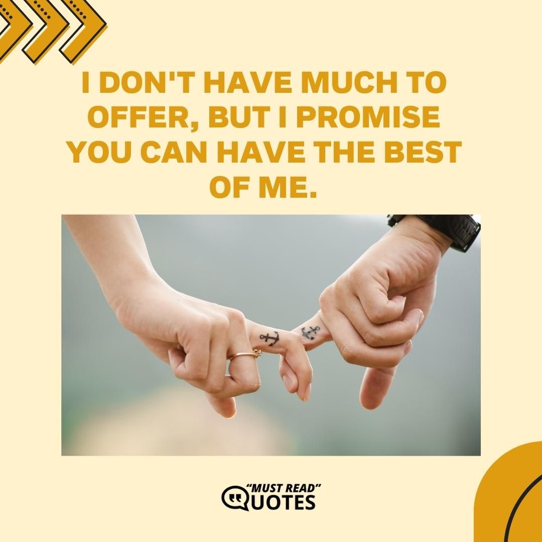 I don't have much to offer, but I promise you can have the best of me.